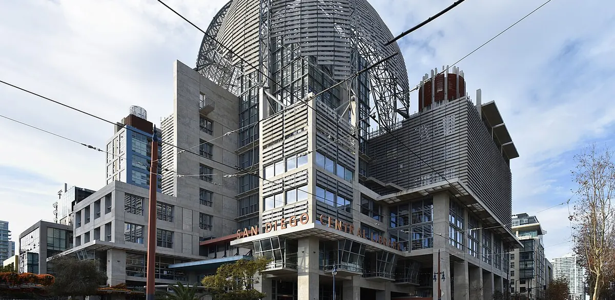 Exterior of San Diego Central Library in San Diego.