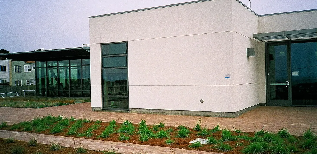 Exterior of Ortega Branch Library in San Francisco.
